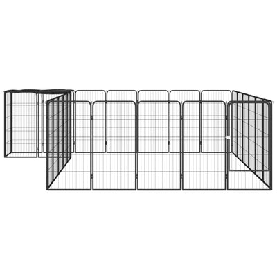 26-Panel Dog Playpen Black 50x100 cm Powder-coated Steel Payday Deals