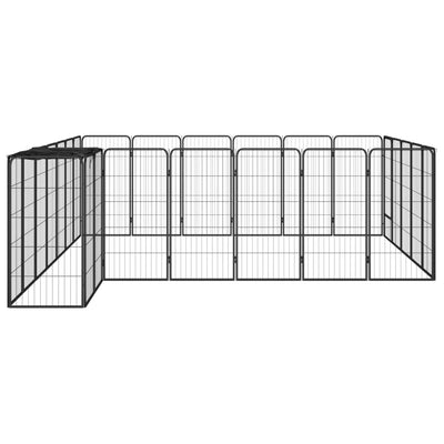 26-Panel Dog Playpen Black 50x100 cm Powder-coated Steel Payday Deals