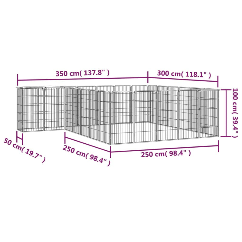26-Panel Dog Playpen Black 50x100 cm Powder-coated Steel Payday Deals