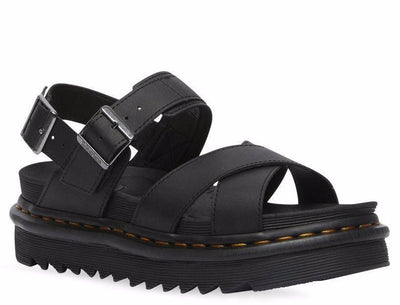 Dr. Martens Womens Voss II Hydro Leather Sandals w Adjustable Buckle - Black