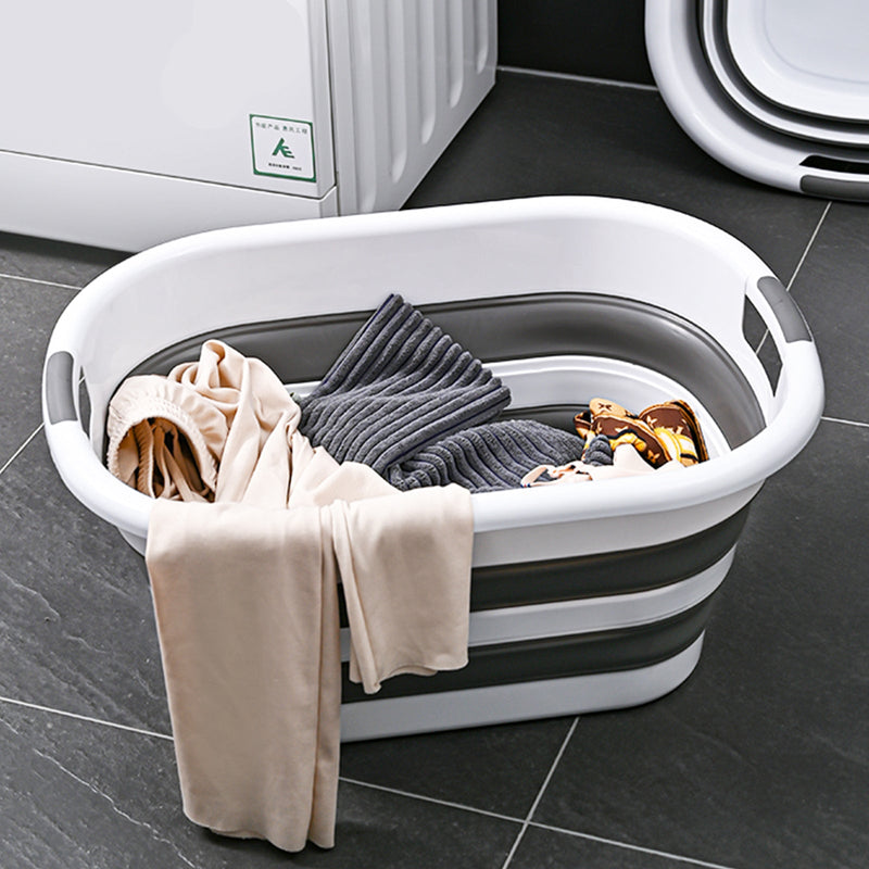 26L Collapsible Laundry Basket Washing Clothes w/Handles Bin Foldable - Grey/White Payday Deals