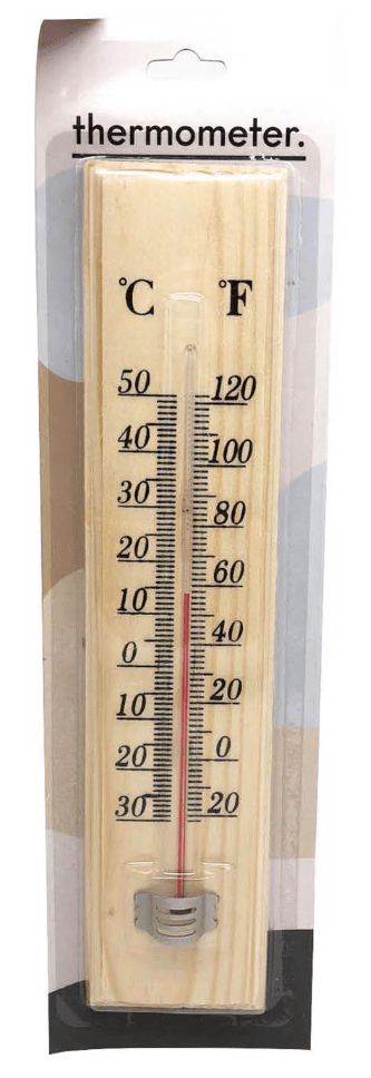 27cm Wooden Thermometer Indoor Outdoor Glass Wall Hanging Room Sensor Jumbo Payday Deals