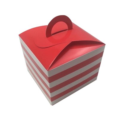 28x CUPCAKE BOXES Wedding Party Favour Box Retro Muffin Bamboniere BULK - Red (Striped)