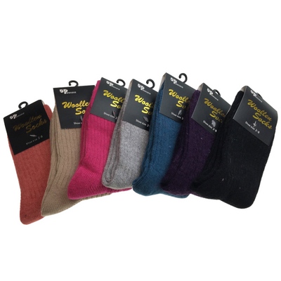 2 Pairs WOOL BLEND SOCKS Ladies Womens Thick Soft Work Thermal Warm Winter