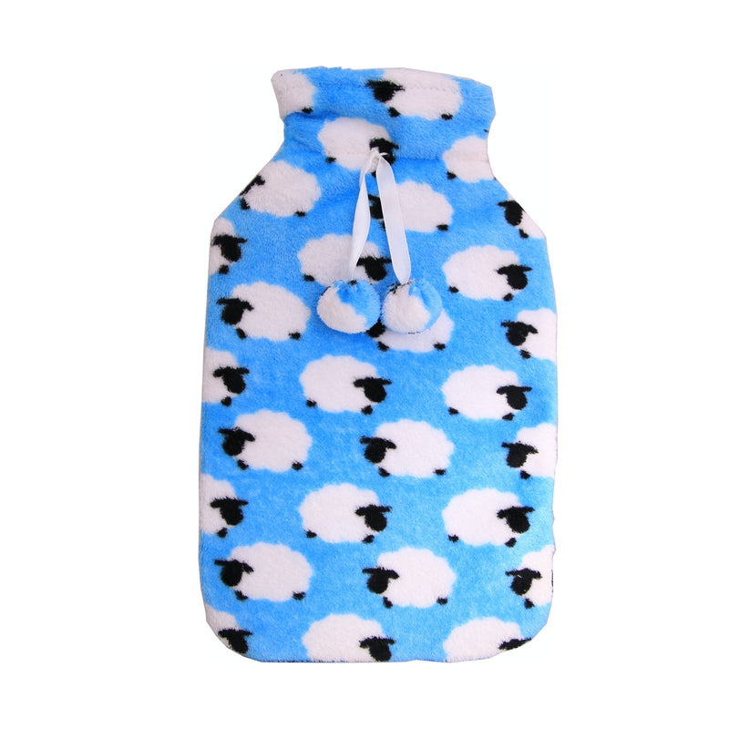 2L HOT WATER BOTTLE with Coral Fleece Cover Winter Warm Natural Rubber Bag Payday Deals