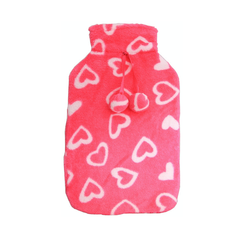 2L HOT WATER BOTTLE with Coral Fleece Cover Winter Warm Natural Rubber Bag Payday Deals