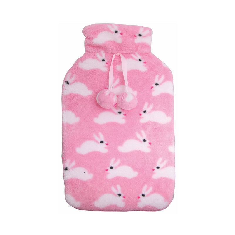 2L HOT WATER BOTTLE with Coral Fleece Cover Winter Warm Natural Rubber Bag Payday Deals