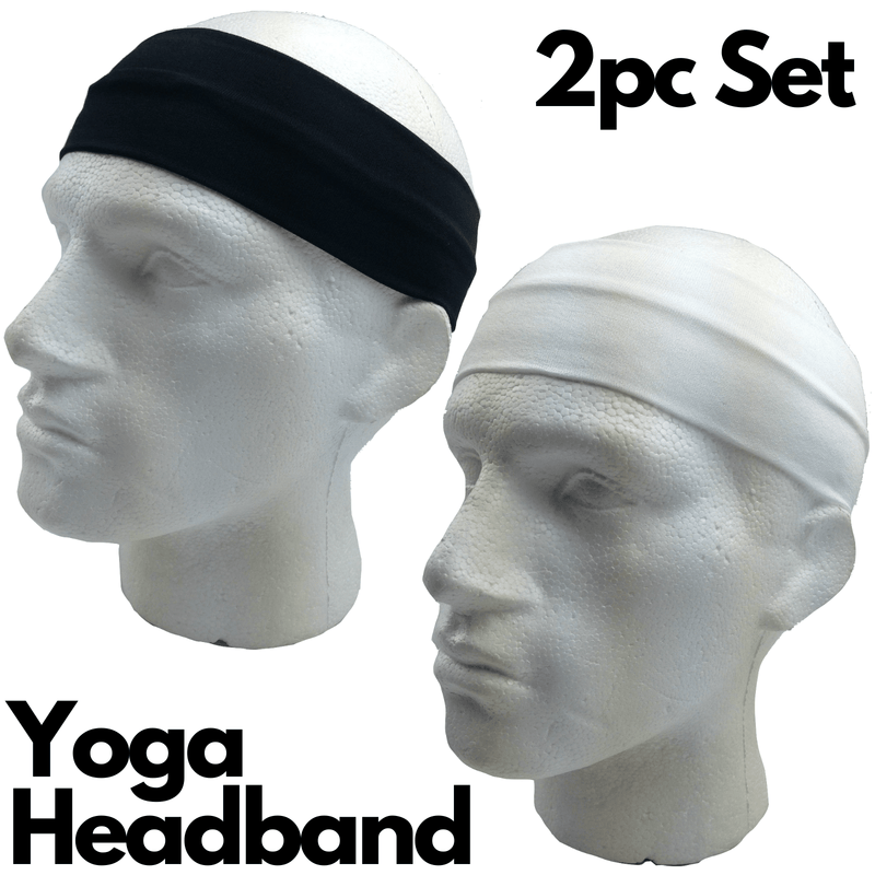 2pc Set Plain Headband Elastic Stretch Sports Yoga Hair Band Unisex Wide Wrap Payday Deals