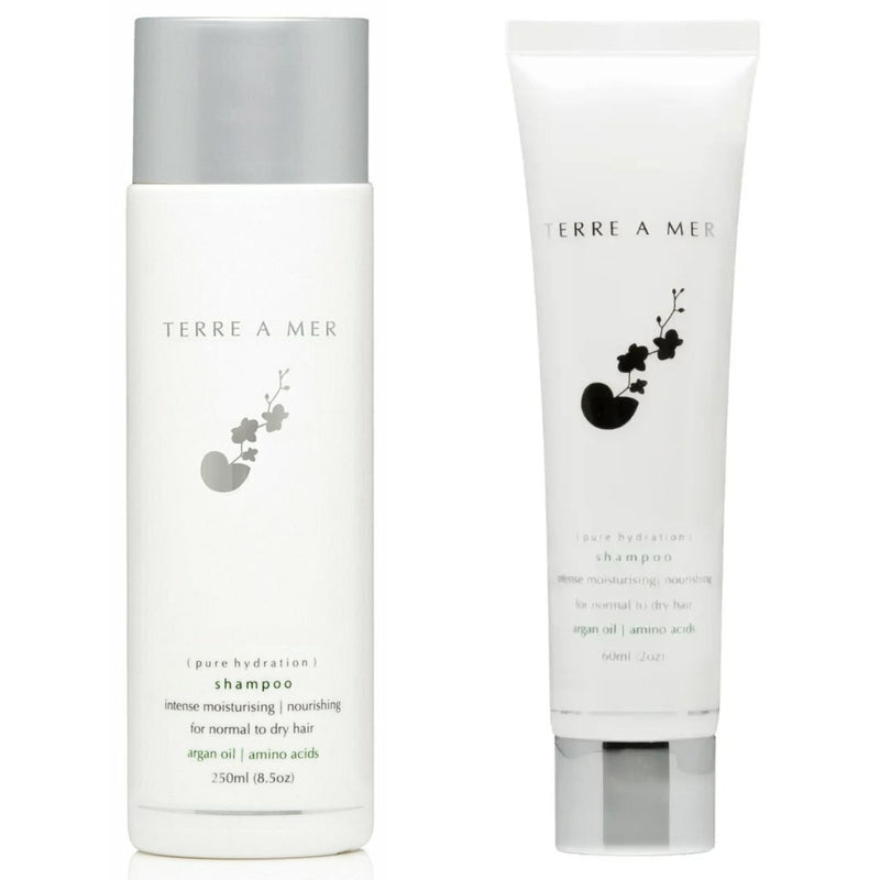 2pc Set Terre A Mer Pure Hydration Amino Acid/Argan Oil Shampoo - 60ml  & 250ml Size Payday Deals