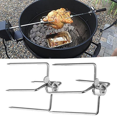 2pcs Rotisserie Spit Forks Roast Chicken Fork Kabob Skewer BBQ Spit Forks Gyro Payday Deals