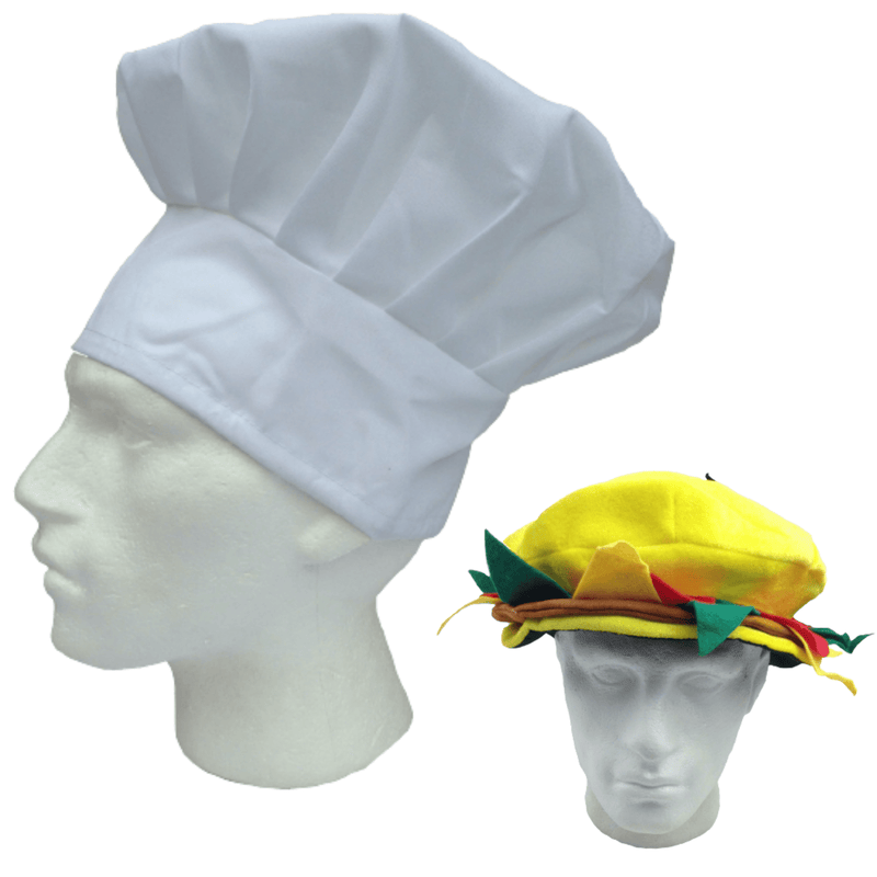 2pcs Set Chefs Hat Baker Cap + Burger Hat Funny Halloween Costume Party Accessory Payday Deals