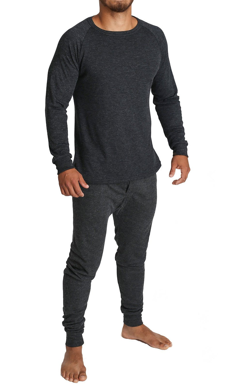 2pcs Set Mens Merino Wool Blend Long Sleeve Thermal Top & Long Johns Pants Underwear Payday Deals