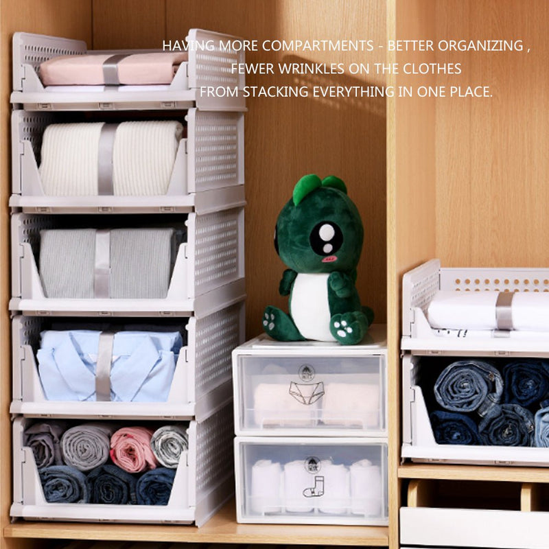 2Pcs Stackable Wardrobe Storage DIY Closet Organizer Clothes Shelf Rack(2*Small) Payday Deals
