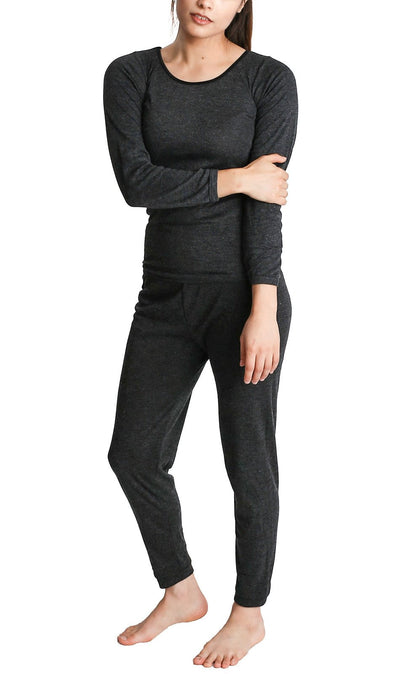 2pcs Womens Merino Wool Blend Top & Pants Thermal Set Leggings Long Johns Underwear