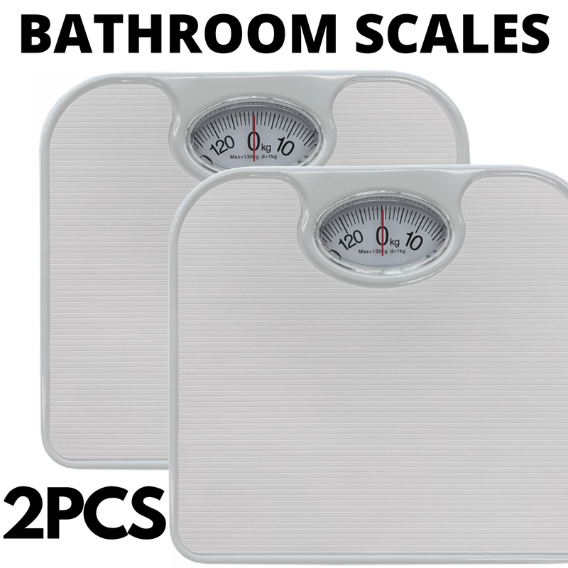 2x 130kg Mechanical Bathroom Scales Weight Checker Kilo Kg Kilograms - White Payday Deals