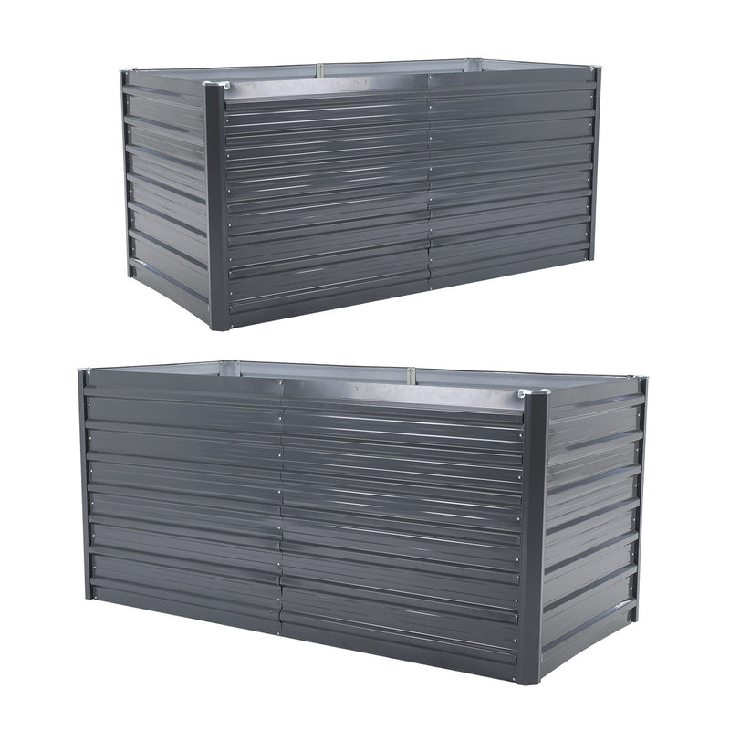 2X 2-in-1 Raised Garden Bed Galvanised Steel Planter 320 x 80 x 77cm GREY Payday Deals