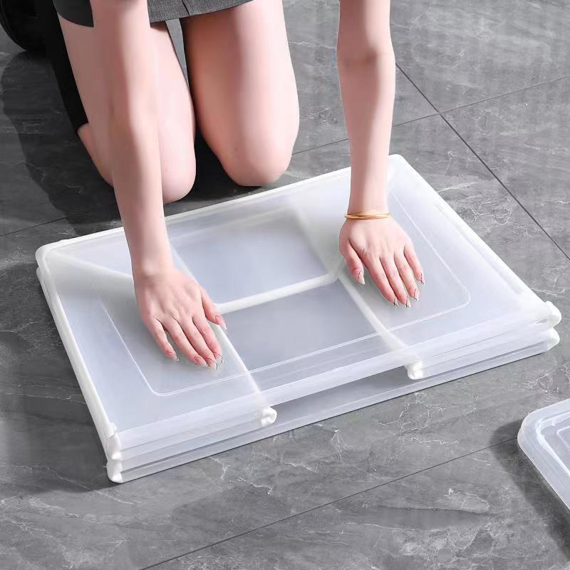 2x 37 Litre Modular Clear Foldable Storage Box with Lid Plastic Tub Collapsible Payday Deals