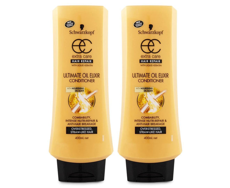 2x 400ml Schwarzkopf Ultimate Oil Elixir Conditioner Hair Repair with Keratin Payday Deals