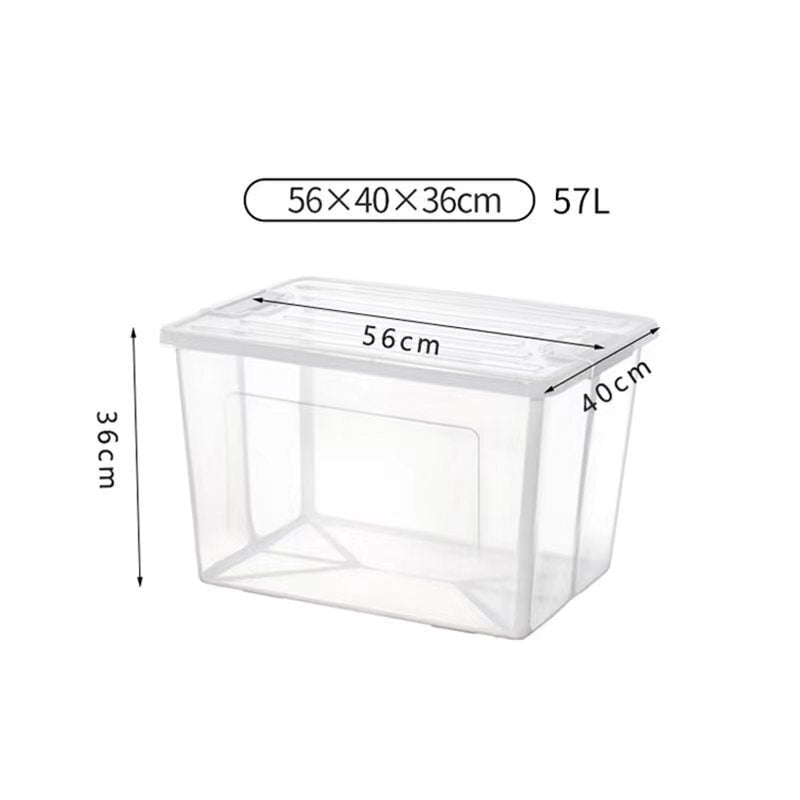 2x 57 Litre Modular Clear Foldable Storage Box with Lid Plastic Tub Collapsible Payday Deals