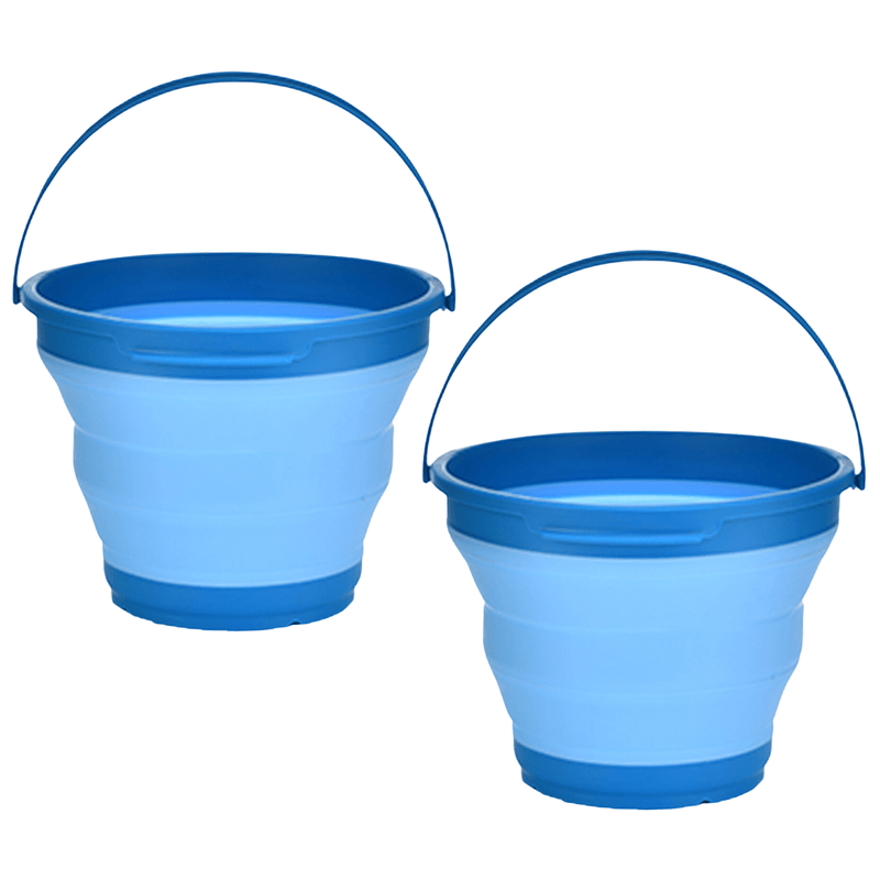 2x 7L Foldable Collapsible Silicone Bucket for Home/Hiking/Camping/Fishing -Blue Payday Deals