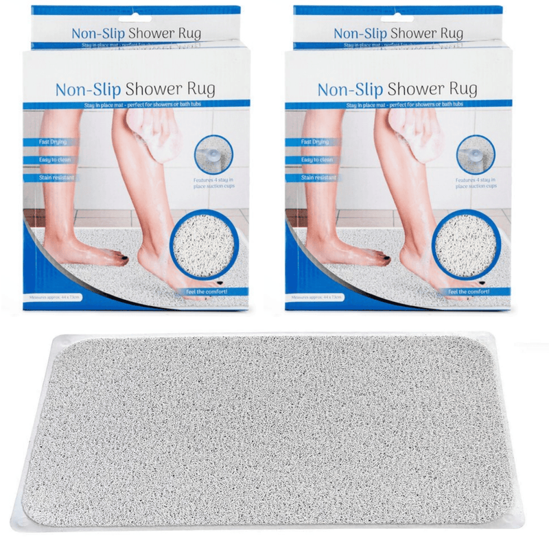 2x Anti Slip Loofah Shower Rug Non Slip Bathroom Bath Mat Carpet Water Drains Payday Deals