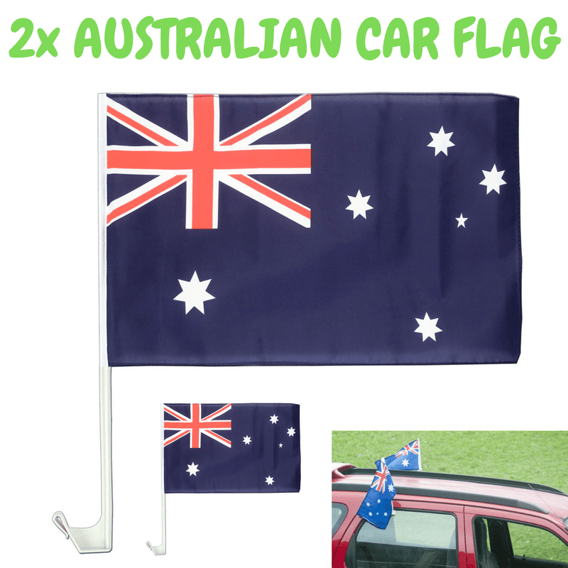 2x AUSTRALIA CAR FLAG with Window Clip Flags Australia Day 30cm x 45cm Payday Deals