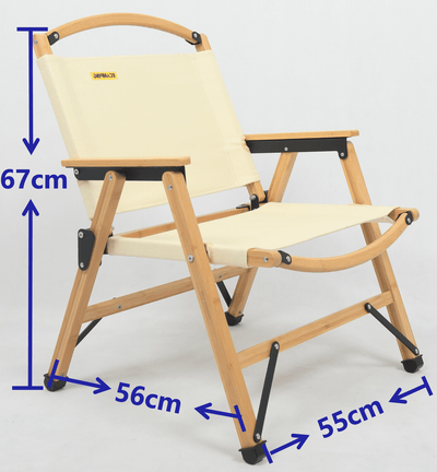 2x Bamboo Canvas Foldable Outdoor Camping Chair Wooden Picnic Park - Khaki/Beige Payday Deals