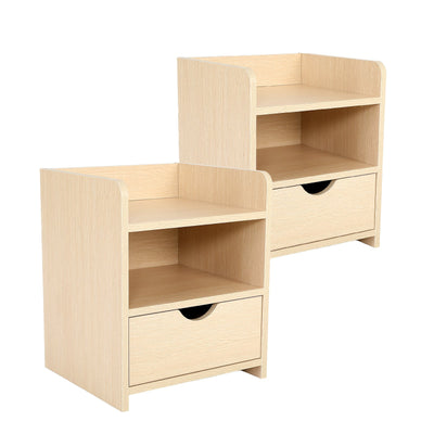 2X Bedside Table Side Storage Cabinet Nightstand Bedroom 1 Drawer 2 Shelf LARK OAK Payday Deals