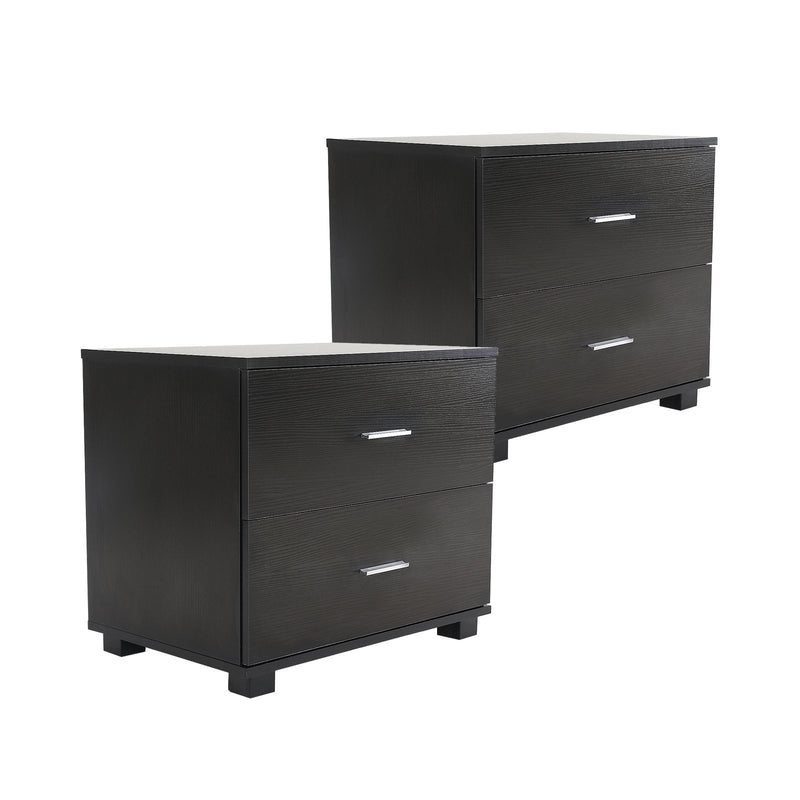 2X Bedside Table Side Storage Cabinet Nightstand Bedroom 2 Drawer ETTA BLACK Payday Deals