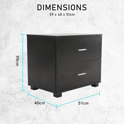 2X Bedside Table Side Storage Cabinet Nightstand Bedroom 2 Drawer ETTA BLACK Payday Deals