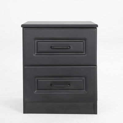 2X Bedside Table Side Storage Cabinet Nightstand Bedroom 2 Drawer KEVA BLACK Payday Deals