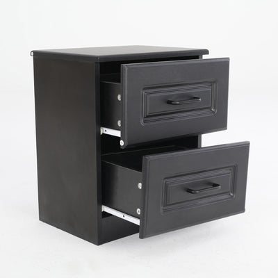 2X Bedside Table Side Storage Cabinet Nightstand Bedroom 2 Drawer KEVA BLACK Payday Deals