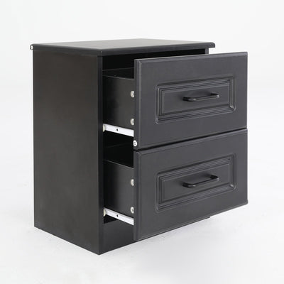 2X Bedside Table Side Storage Cabinet Nightstand Bedroom 2 Drawer KEVA BLACK Payday Deals