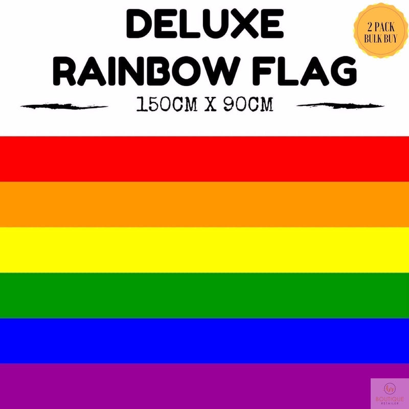 2x DELUXE RAINBOW GAY PRIDE FLAG Outdoor Banner 150x90cm 3x5ft w Metal Eyelets Payday Deals