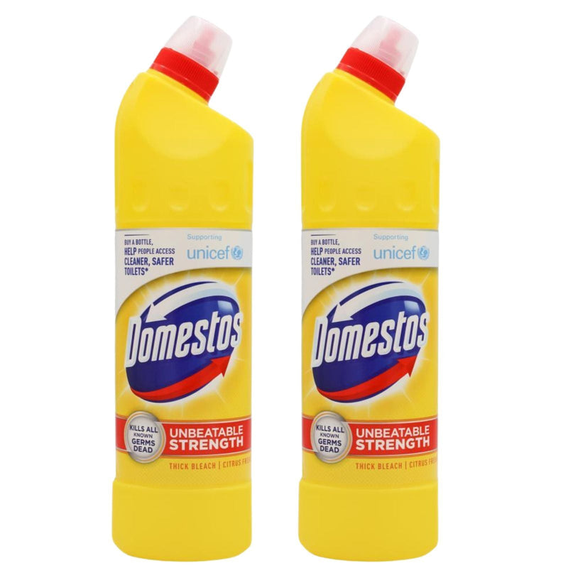 2x Domestos 750ml Thick Bleach Extended Power Citrus Fresh Kills All Known Germs Dead Payday Deals