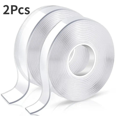 2x Double-Sided Nano Mounting Tape Traceless Clear Adhesive Invisible Gel 2M x 20mm