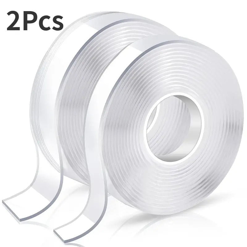 2x Double-Sided Nano Mounting Tape Traceless Clear Adhesive Invisible Gel 2M x 20mm Payday Deals