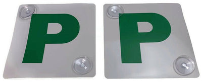 2x GREEN P PLATES Stay-Put Suction Disks Probationary Car Window Signs NSW Payday Deals