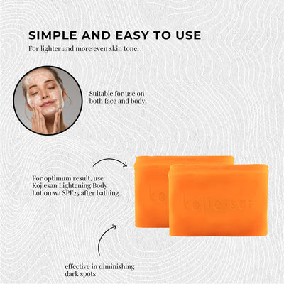 2x Kojie San Soap Bars - 135g Skin Lightening Kojic Acid Natural Original Bar Payday Deals