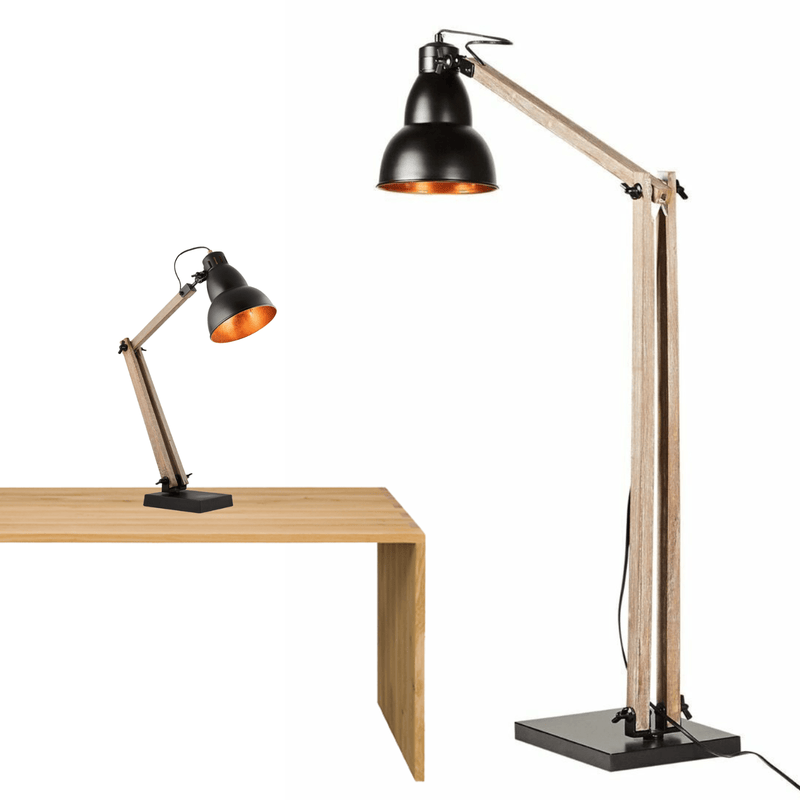 2x Lamps - Faroe Scandi Floor + Table Desk Light Modern Natural Wooden Retro Payday Deals