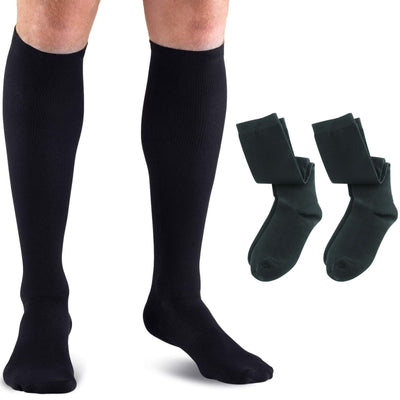 2x Lewis N. Clark Compact Travel Compression Socks Anti Fatigue Support - Black - One Size