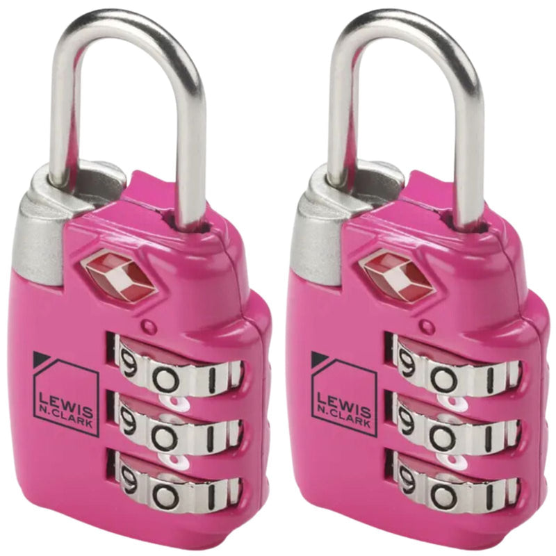 2x Lewis N. Clark PadLock Suitcase TSA Approved Combination Lock Travel - Pink Payday Deals