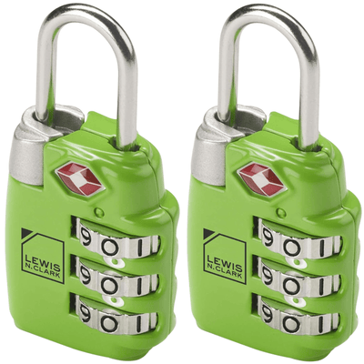 2x Lewis N Clark TSA Approved Combination Lock Travel Luggage Padlock - Green Payday Deals