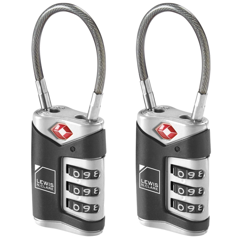 2x Lewis N. Clark TSA Approved Easy Set Combination Luggage Lock w Steel Cable Payday Deals