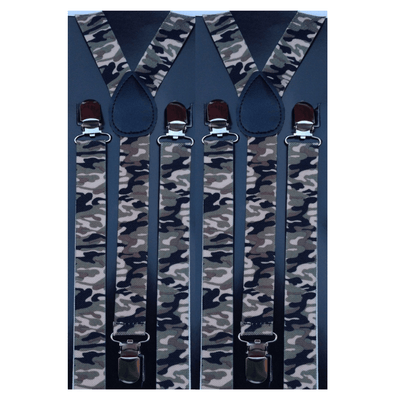 2x Mens Suspenders Braces Adjustable Strong Clip On Elastic Formal Wedding Slim - Army Camouflage Payday Deals