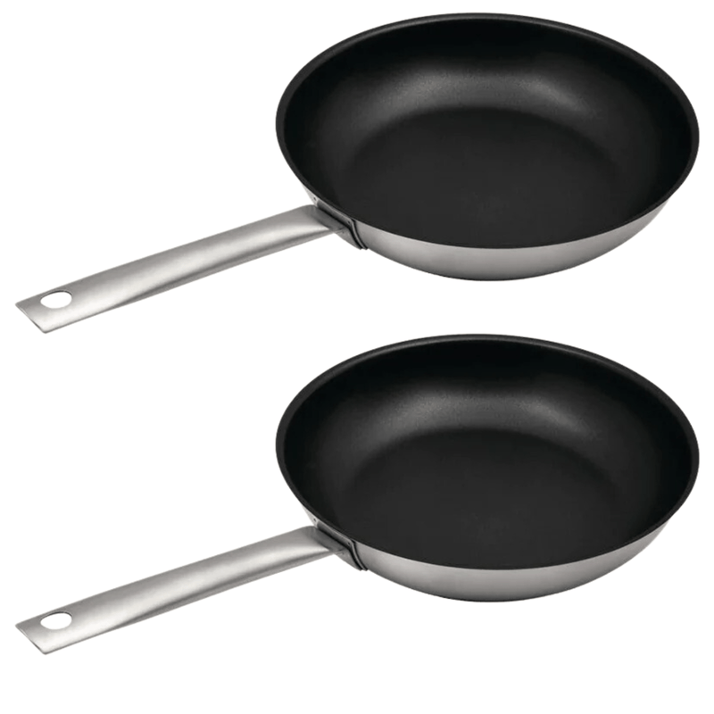 2x Omega Non-Stick Fry Pan 24cm (18/10 Stainless Steel) Frying 1880 Collection Payday Deals