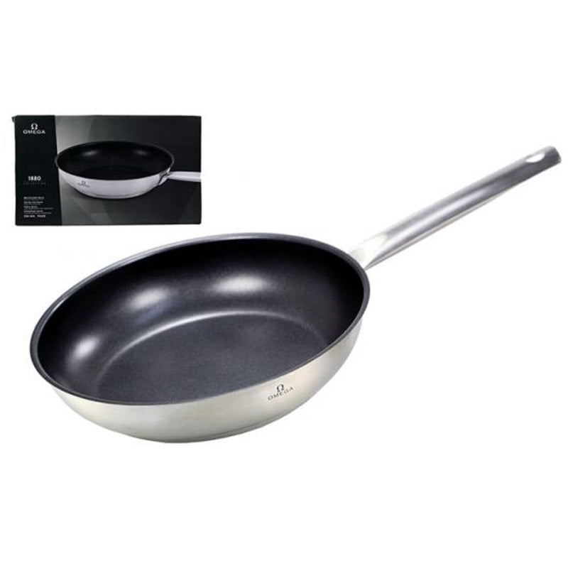 2x Omega Non-Stick Fry Pan 24cm (18/10 Stainless Steel) Frying 1880 Collection Payday Deals