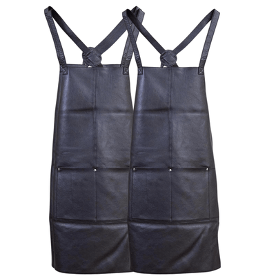 2x Pierre Cardin Professional Leather Apron Butcher Woodwork Barber Chef - Black Payday Deals