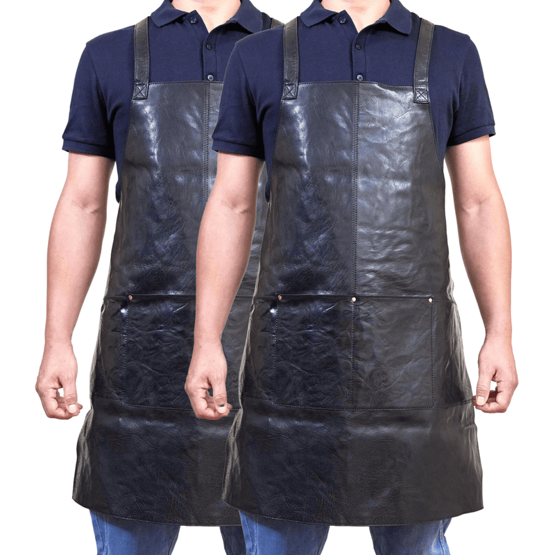 2x Pierre Cardin Professional Leather Apron Butcher Woodwork Barber Chef - Black Payday Deals