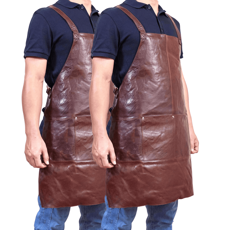 2x Pierre Cardin Professional Leather Apron Butcher Woodwork  Barber - Chestnut Payday Deals